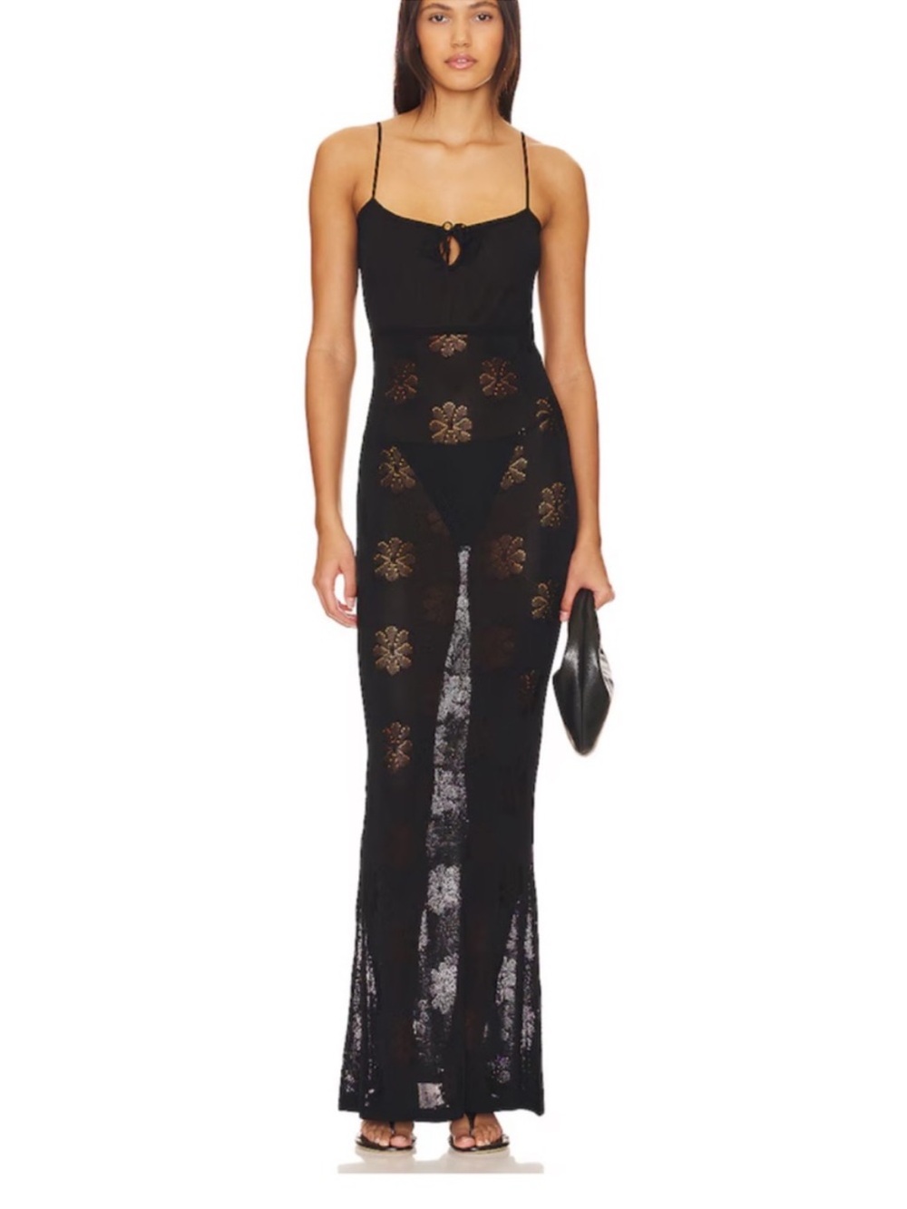 Asta Resort Black Mesh Maxi Slip Dress